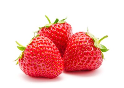 Sticker  Trois parfait fraise mûre rouge isolé