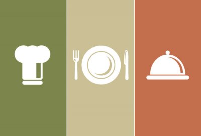 Sticker  Trois symboles minimalistes sur le thème de la nourriture