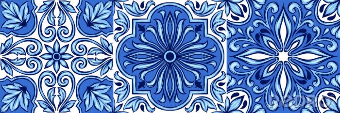 Sticker  Trois tuiles bleues d'Azulejo