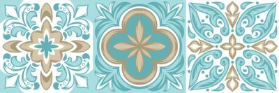 Sticker  Trois tuiles bleues d'Azulejo