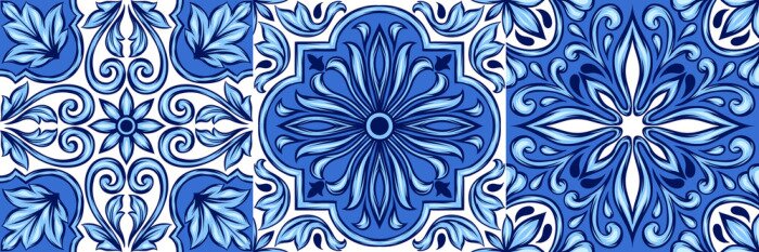 Sticker  Trois tuiles bleues d'Azulejo