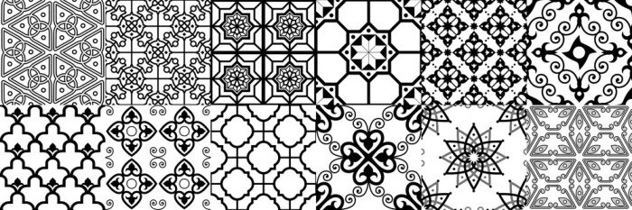 Sticker  Tuiles azulejos avec graphismes bicolores