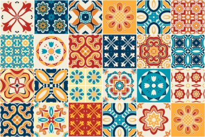 Sticker  Tuiles décoratives traditionnelles ornées. azulejos. Vecteur.