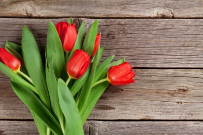 Sticker  Tulipes en bouquet sur les planches