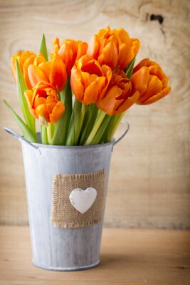 Sticker  Tulipes jaune foncé dans un seau