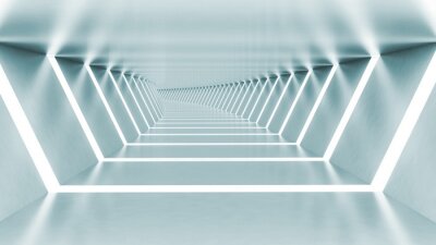 Tunnel 3d blanc et éclairé