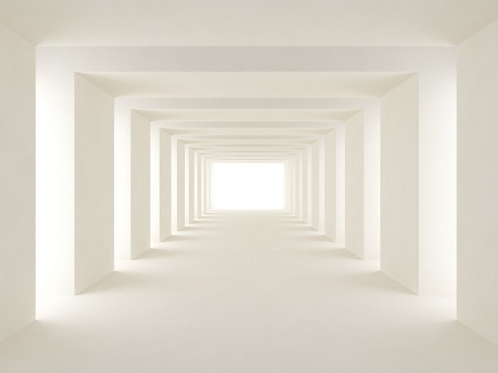 Sticker  Tunnel blanc avec des rayons de lumière