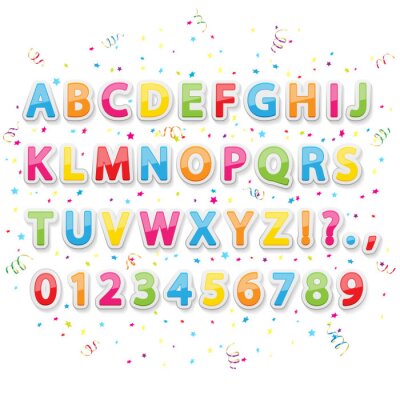 Sticker  Un alphabet pour les enfants dans un style de fête