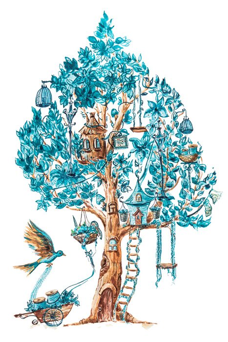 Sticker  Un arbre aux feuilles turquoises