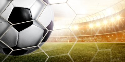 Un ballon de football dans un stade ensoleillé