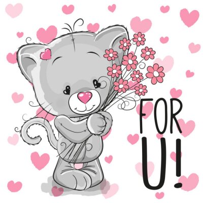 Sticker  Un bébé chat avec un nez en forme de cœur