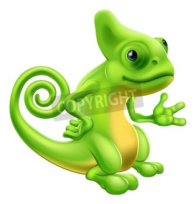 Sticker  Un caméléon vert amical faisant un geste amical