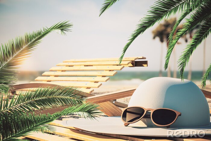 Sticker  Un chapeau sur la plage