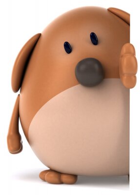 Sticker  Un chien jetant un coup d'œil par-dessus les graphismes 3D du bord