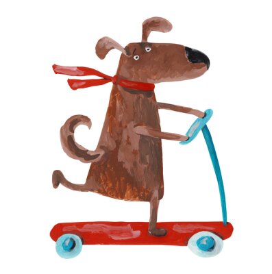 Sticker  Un chien sur un scooter