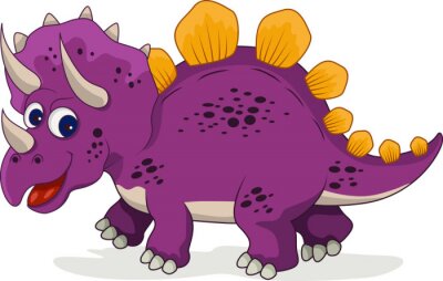 Sticker  Un dinosaure triceratops violet avec un dos pointu