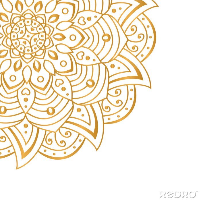 Sticker  Un fragment de mandala inspiré d'un thème floral