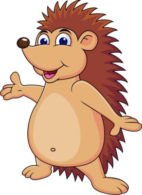 Sticker  Un hérisson brun faisant un geste invitant avec sa patte
