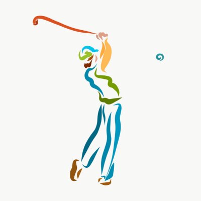 Sticker  Un homme avec un club de golf, jouer au golf