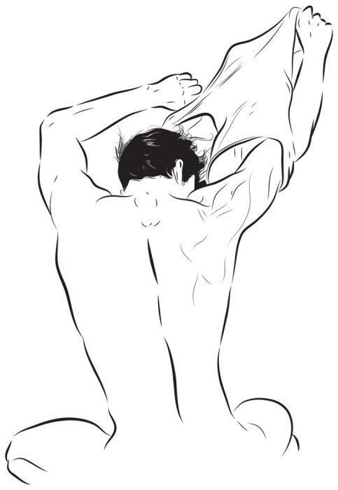 Sticker  Un homme enlevant sa chemise