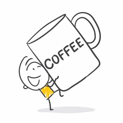 Sticker  Un homme tenant une grande tasse de café