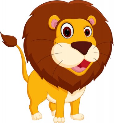 Sticker  Un lion de dessin animé de lion avec un oeil plus grand et un oeil plus petit