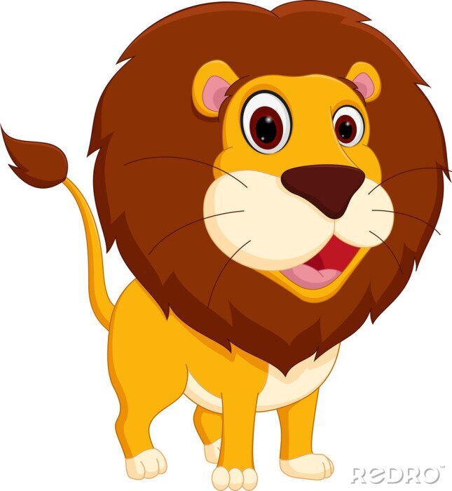 Sticker  Un lion de dessin animé de lion avec un oeil plus grand et un oeil plus petit