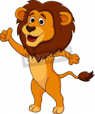 Sticker  Un lion souriant debout sur deux pattes