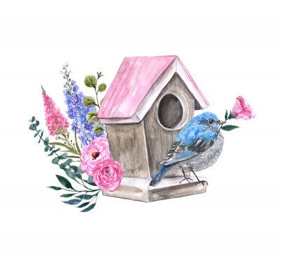 Sticker  Un nichoir rose