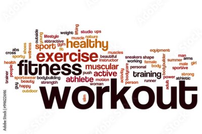 Un nuage de mots avec des slogans de fitness sur fond blanc