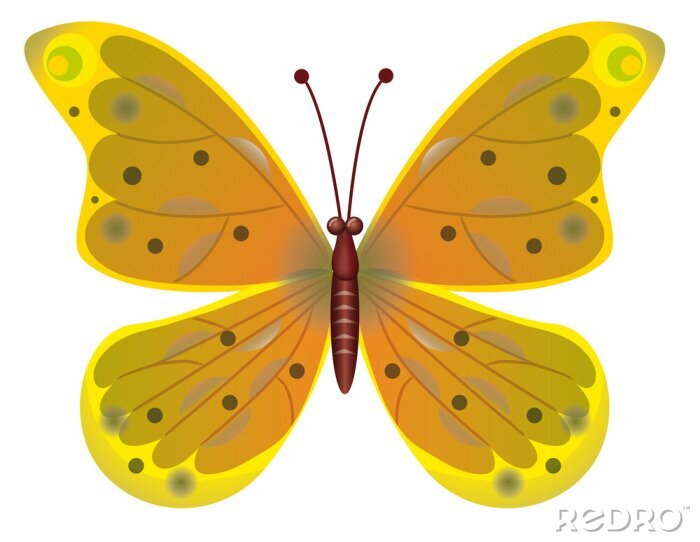 Sticker  Un papillon jaune aux ailes mouchetées