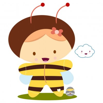Un petit enfant déguisé en abeille