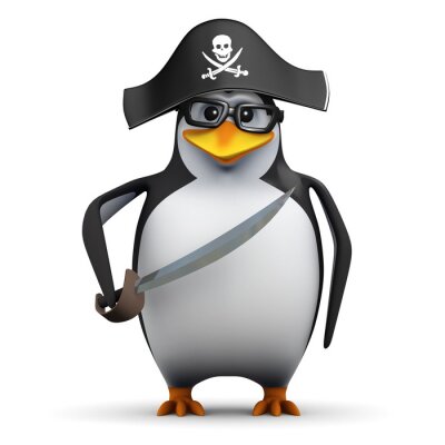 Sticker  Un pingouin à lunettes en costume de pirate