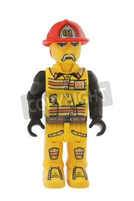 Sticker  Un pompier moustachu en costume LEGO
