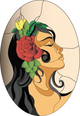 Sticker  Un portrait de femme dans l'esthétique du vitrail