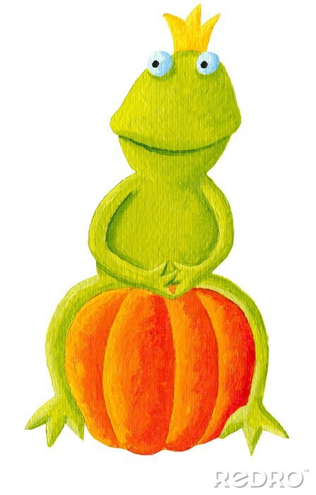 Sticker  Un prince grenouille assis sur une citrouille