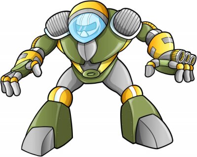 Sticker  Un robot blindé vert dans un casque spatial