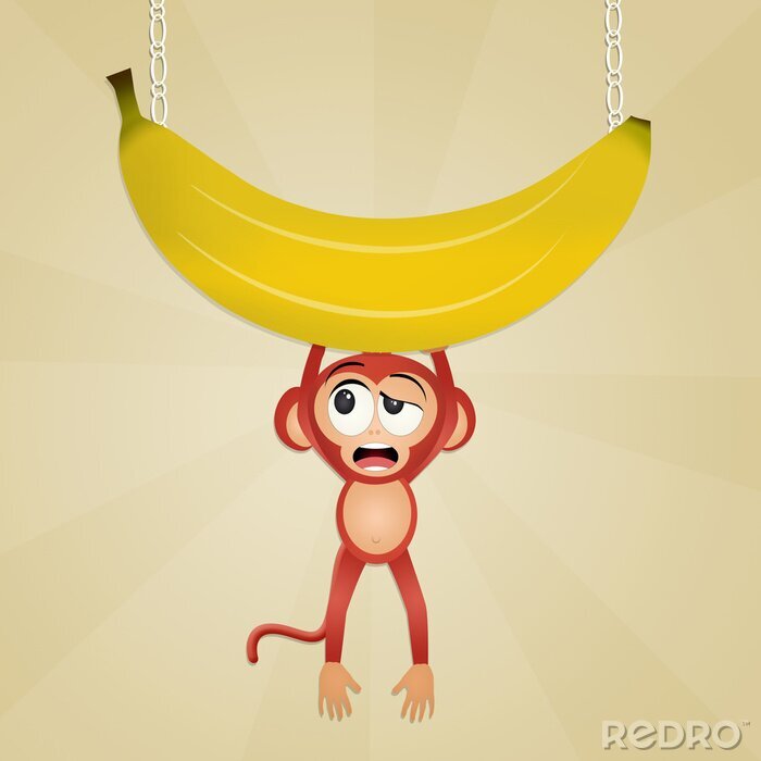 Sticker  Un singe tenant une grosse banane