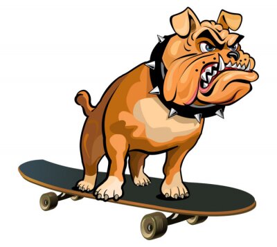 Sticker  Un skateboard et un pitbull menaçant