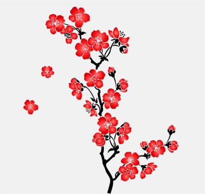 Sticker  Une branche de cerisier Sakura floraison