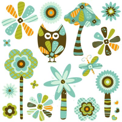 Sticker  Une collection de graphismes bleu-vert inspirés de la nature