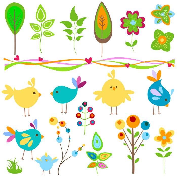 Sticker  Une collection de graphismes colorés et gais inspirés par la nature