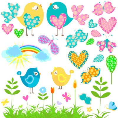 Sticker  Une collection de graphismes décoratifs arc-en-ciel inspirés du printemps