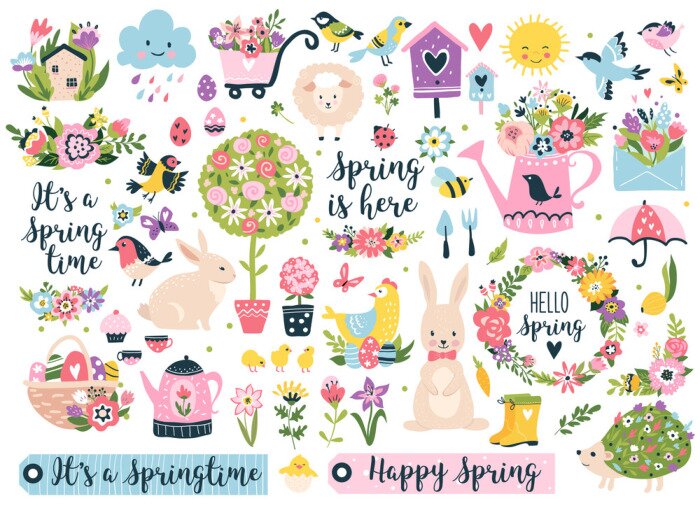Sticker  Une collection de graphismes gais et colorés inspirés du printemps