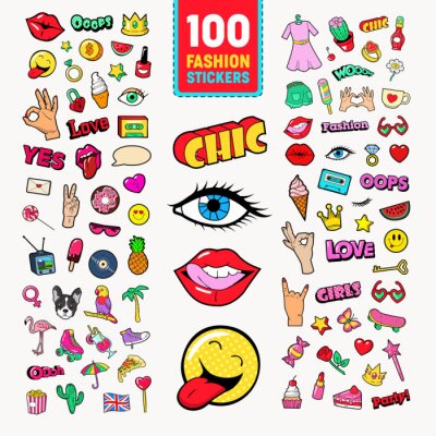 Sticker  Une collection de graphismes jeunesse dans un style bande dessinée