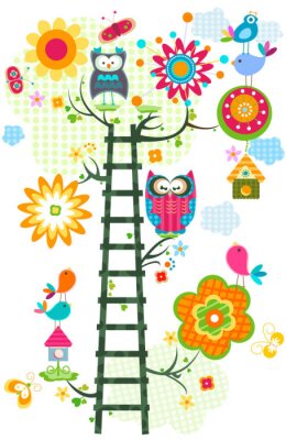 Sticker  Une échelle entourée de joyeux motifs multicolores
