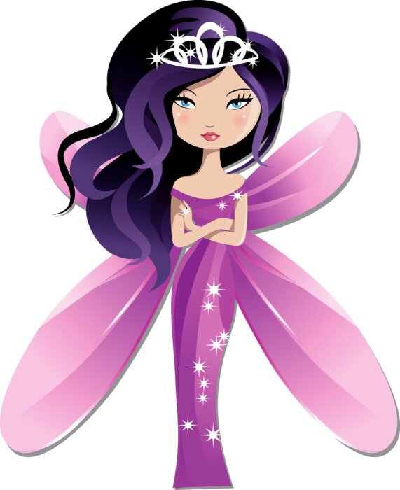 Sticker  Une fée aux cheveux violets dans une robe rose