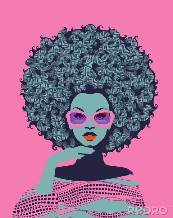 Sticker  Une femme afro-américaine portant des lunettes roses