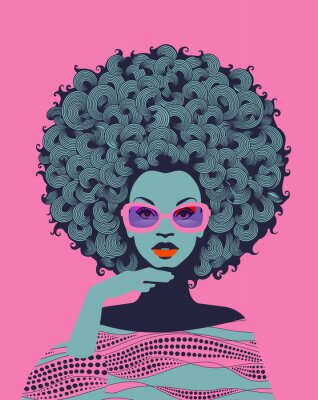 Sticker  Une femme afro-américaine portant des lunettes roses