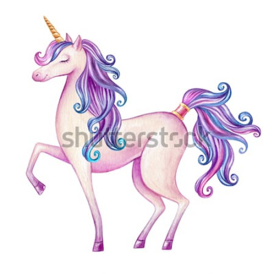 Sticker  Une fière licorne au pelage violet
